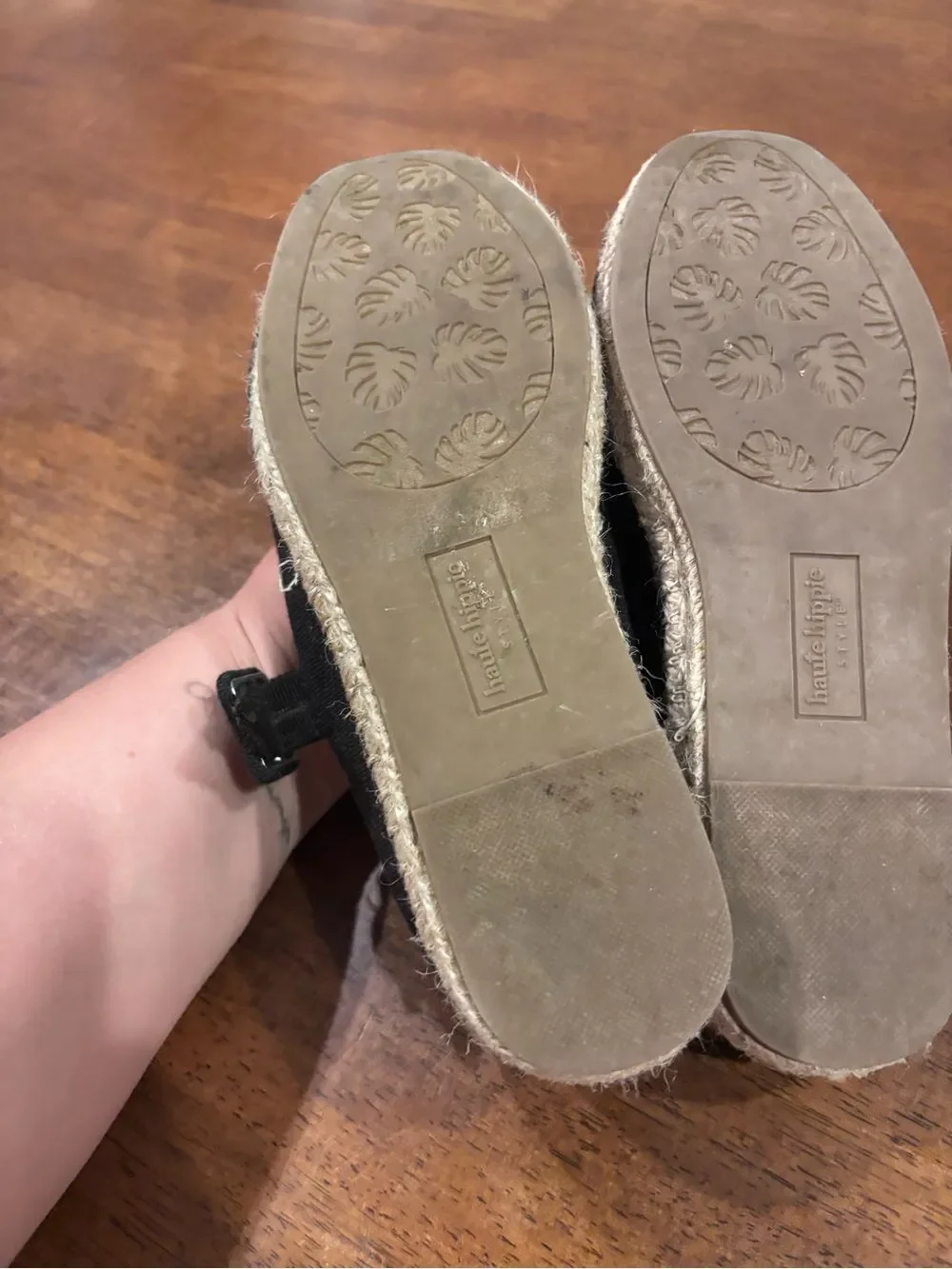 Haute Hippie Black Mary Jane Espadrille Flats